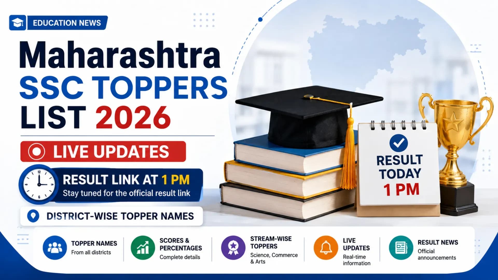 Maharashtra SSC Toppers List 2026 Live Updates: Result Link at 1 PM