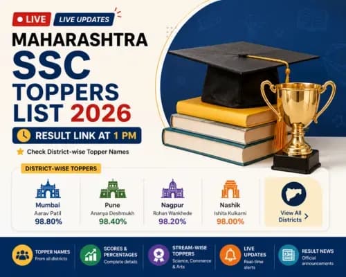 Maharashtra SSC Toppers List 2026 Live Updates: Result Link at 1 PM