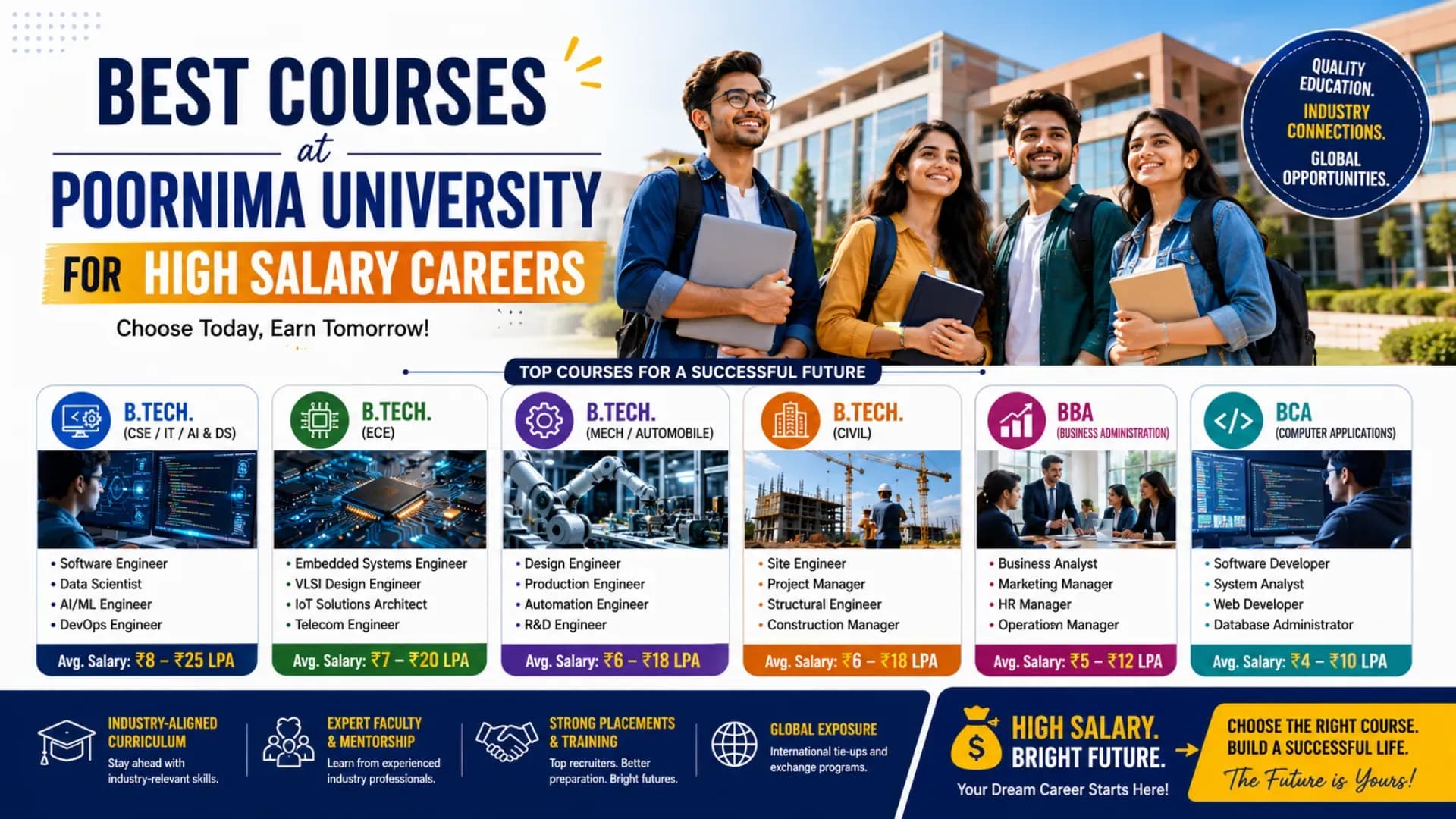 Best Courses at Poornima University for High Salary Careers