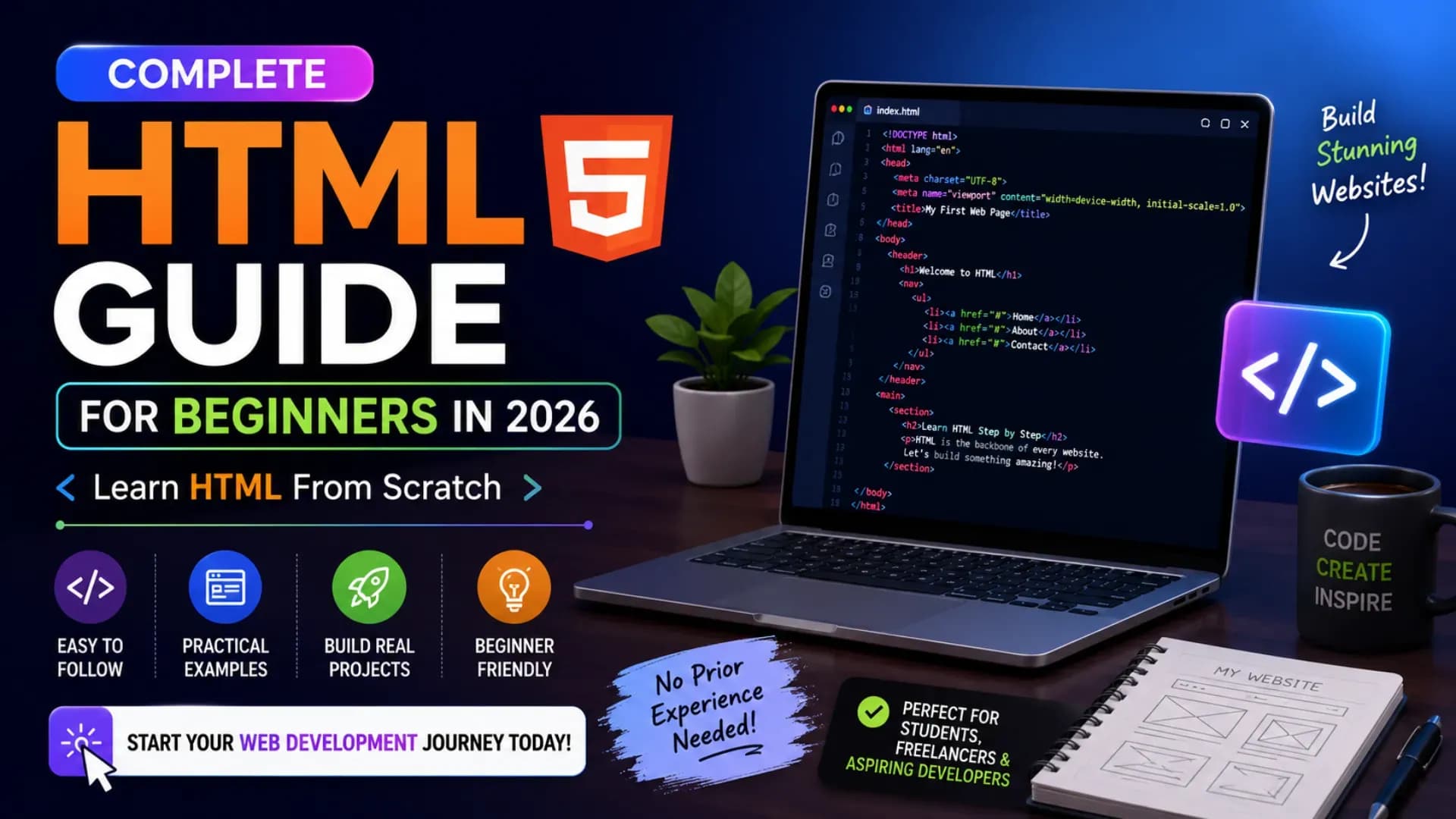 Complete HTML Guide for Beginners in 2026: Learn HTML From Scratch