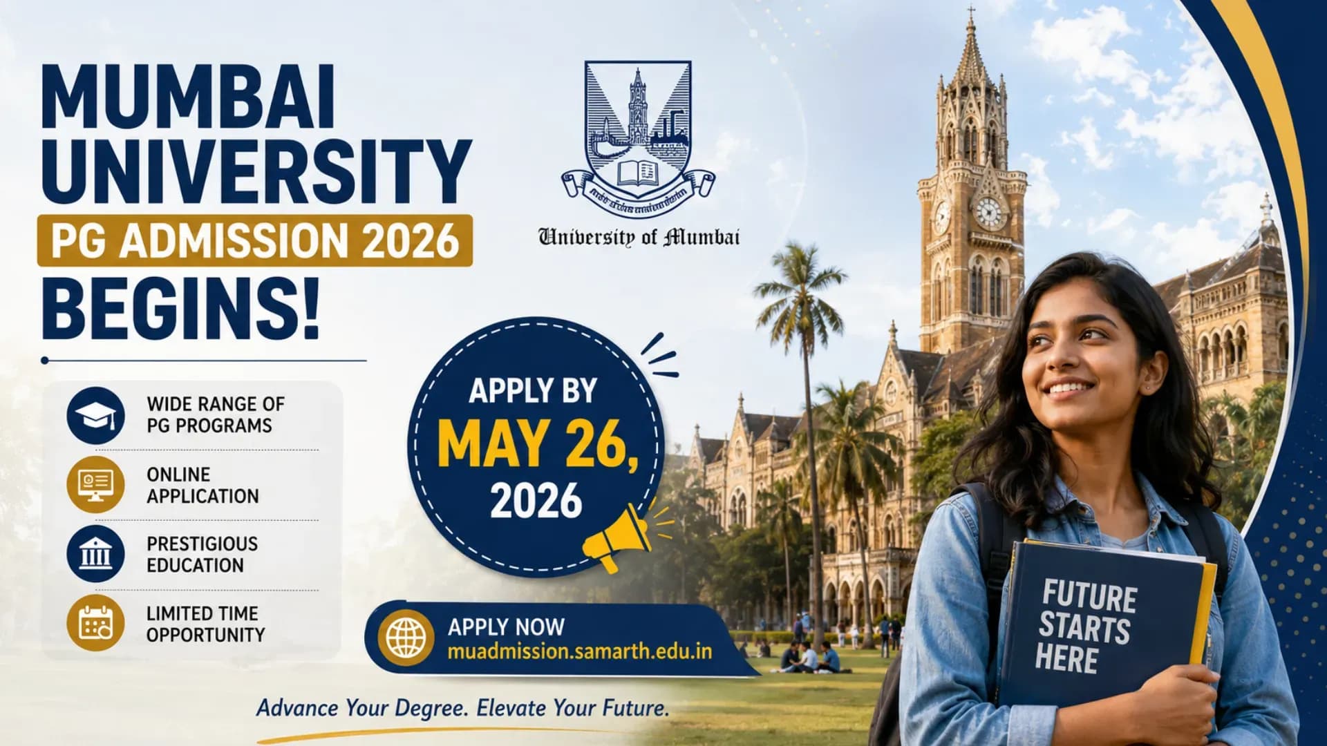Mumbai University PG Admission 2026 Begins; Apply by May 26