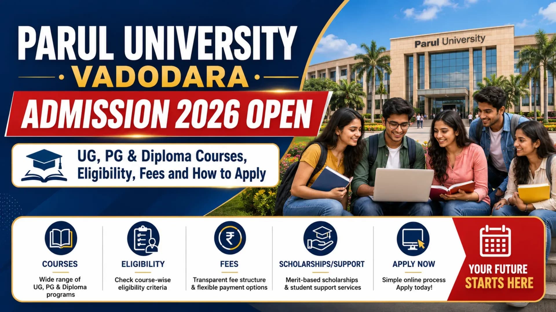 Parul University Vadodara Admission 2026 Open: Check UG, PG and Diploma Courses, Eligibility, Fees and How to Apply