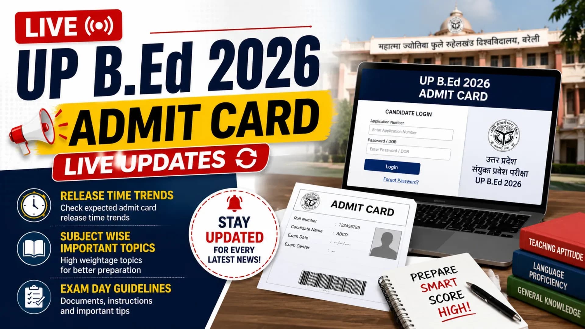 UP B.Ed 2026 Admit Card LIVE Updates: Release Time Trends; Subject Wise Important Topics