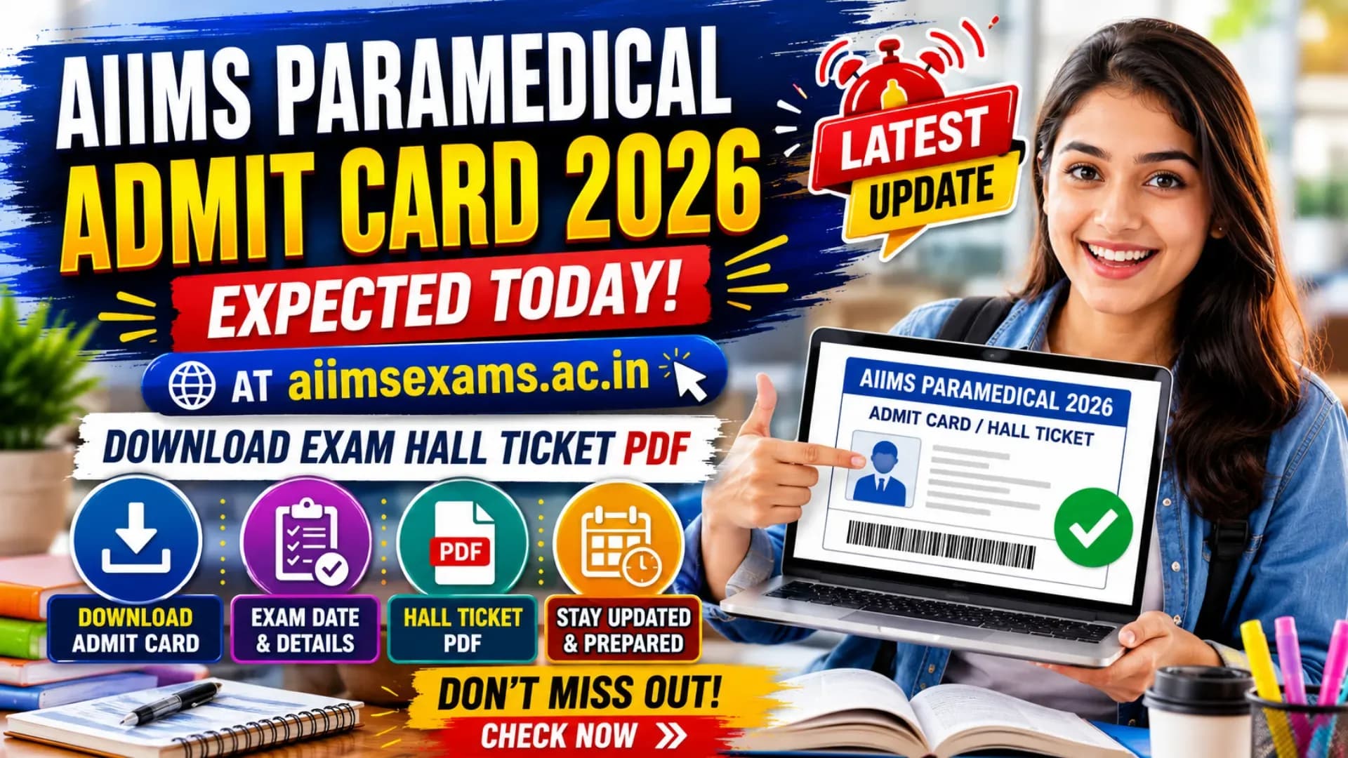 AIIMS Paramedical Admit Card 2026 Expected Today at aiimsexams.ac.in: Download Exam Hall Ticket PDF