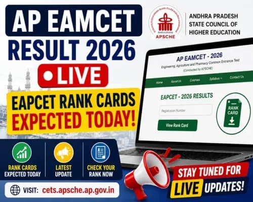 AP EAMCET Result 2026 LIVE: EAPCET Rank Cards Expected Today at cets.apsche.ap.gov.in
