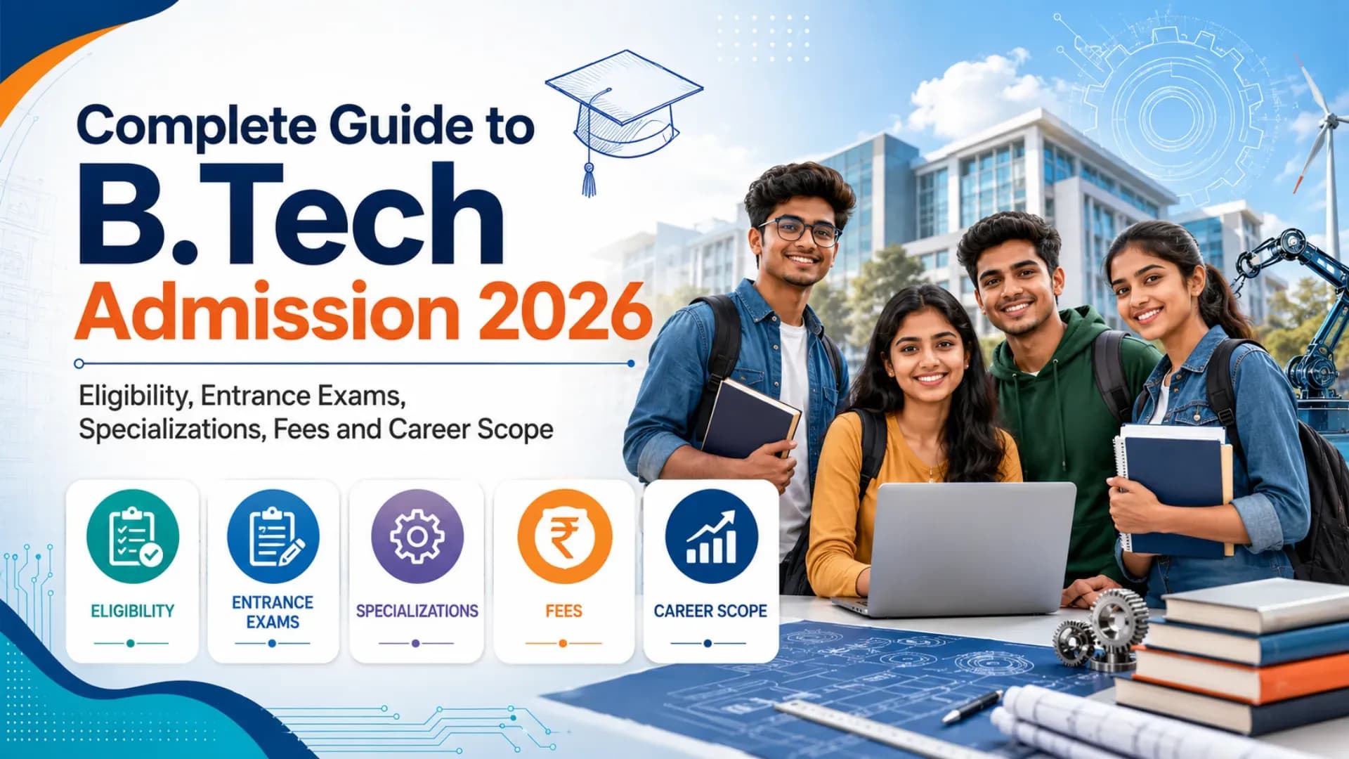 Complete Guide to B.Tech Admission 2026: Eligibility, Entrance Exams, Specializations, Fees and Career Scope