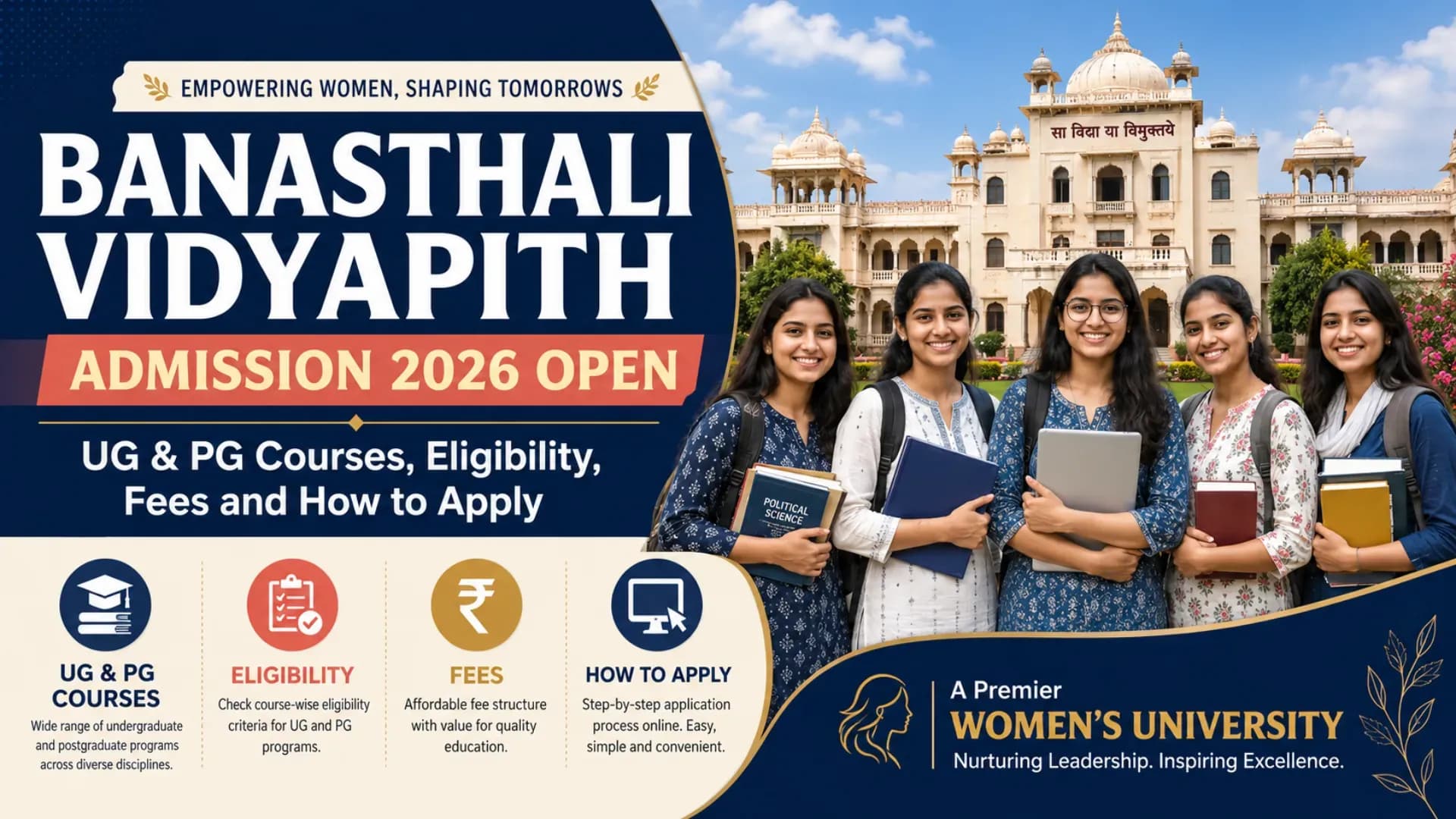 Banasthali Vidyapith Admission 2026: Check UG and PG Courses, Eligibility, Fees and Current Application Status