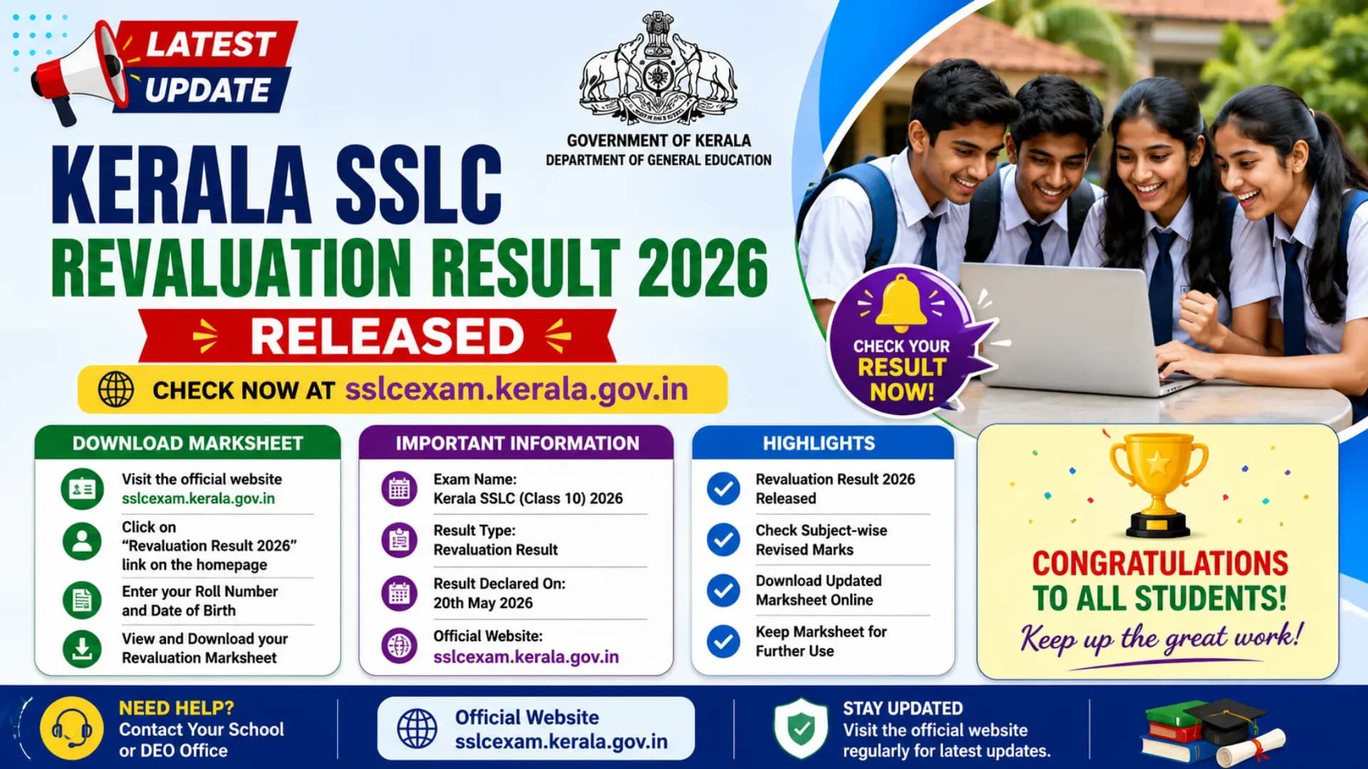 Kerala SSLC Revaluation Result 2026 Released at sslcexam.kerala.gov.in; Download Marksheet, Direct Link here