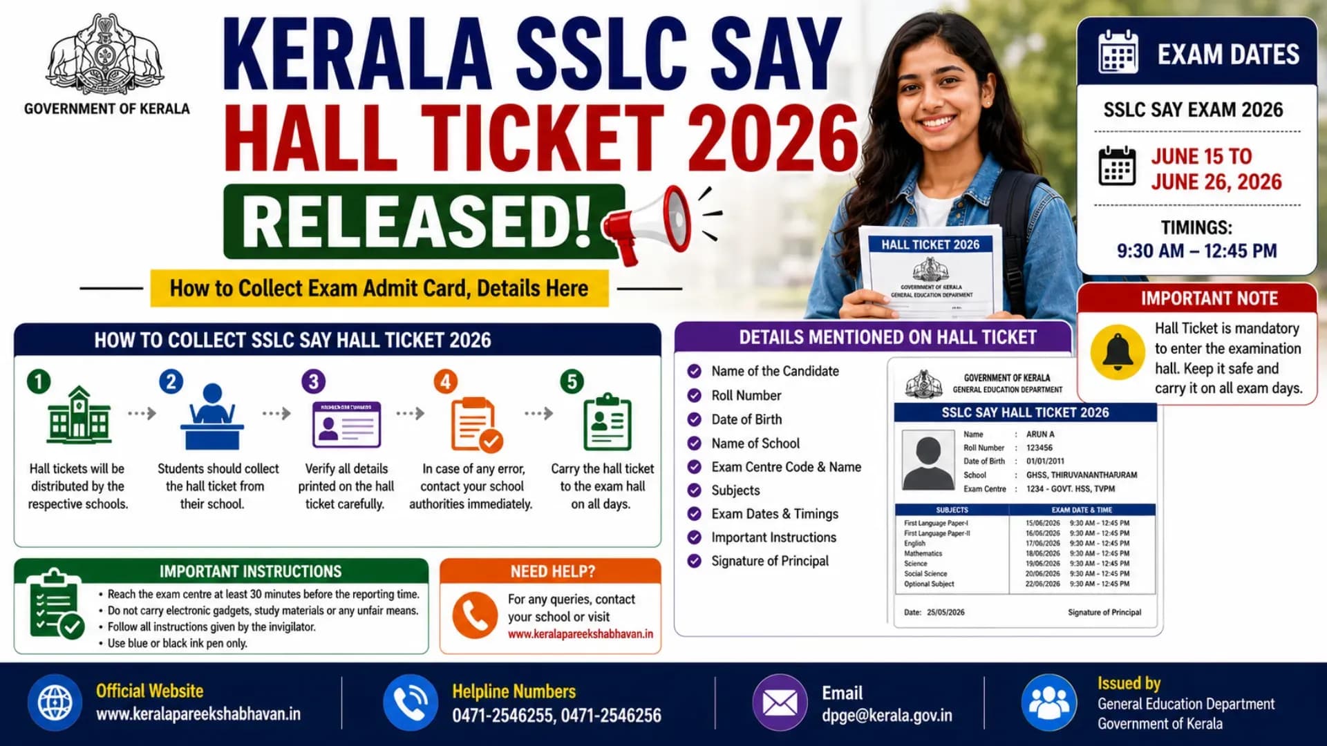 Kerala SSLC SAY Hall Ticket 2026 Released; How to Collect Exam Admit Card, Details Here