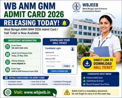 WB ANM GNM Admit Card 2026 Releasing Today at wbjeeb.in, Direct Link to Download Hall Ticket