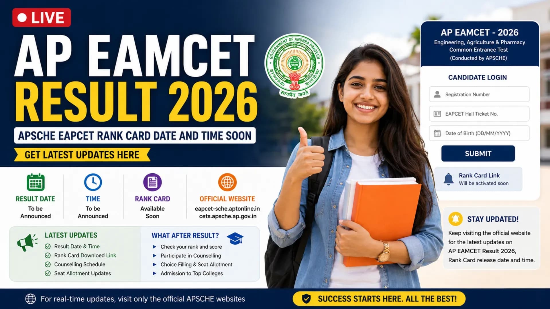 AP EAMCET Result 2026 Date LIVE: APSCHE EAPCET Rank Card Date and Time Soon, Get Latest Updates Here