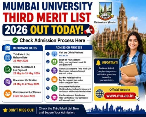 Mumbai University Third Merit List 2026 Out Today: Check Admission Process Here