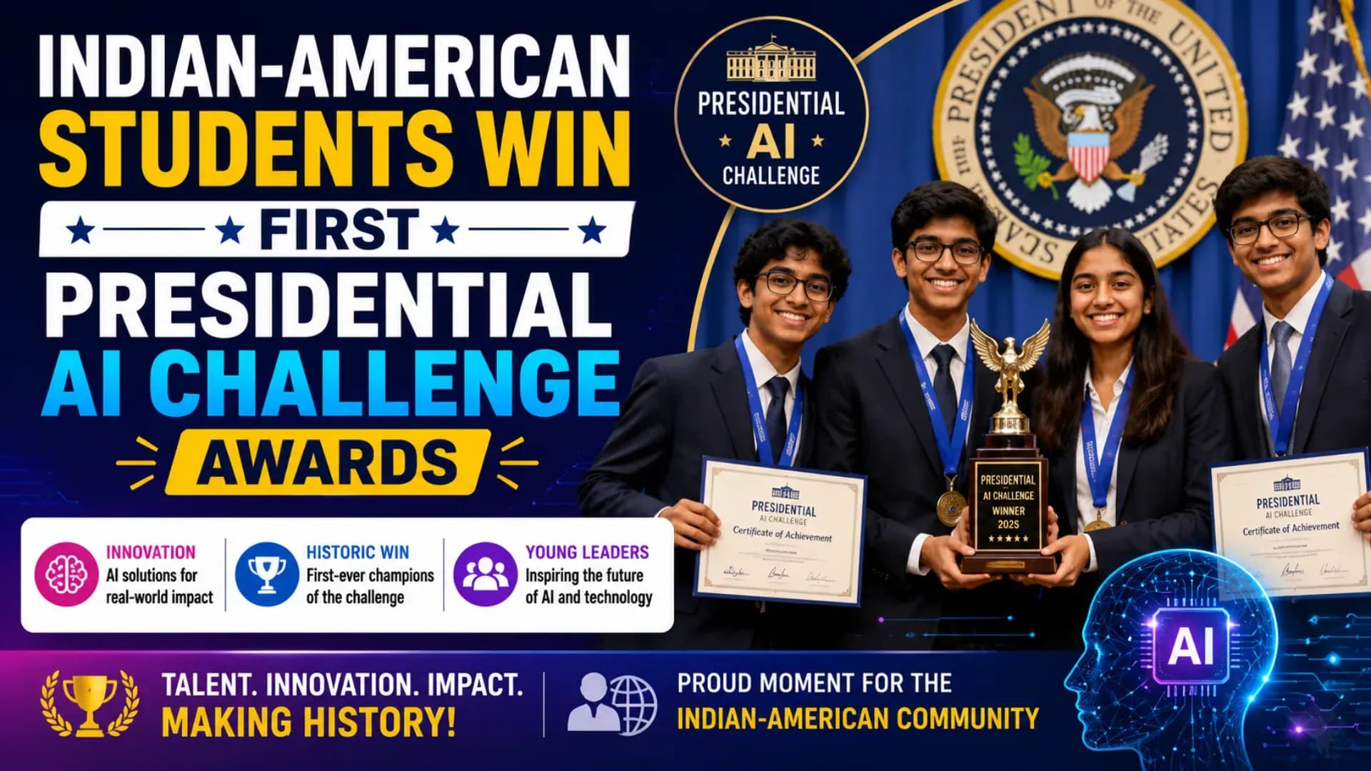 Indian-American Students Win First Presidential AI Challenge Awards