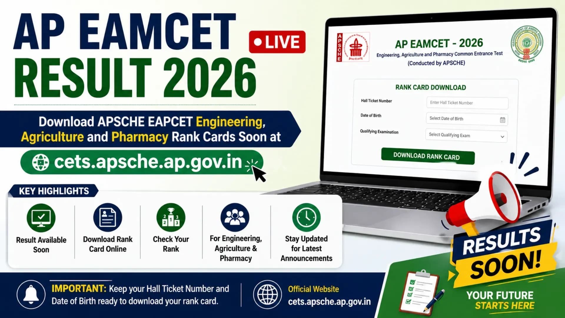 AP EAMCET Result 2026 LIVE: Download APSCHE EAPCET Engineering, Agriculture and Pharmacy Rank Cards Soon at cets.apsche.ap.gov.in