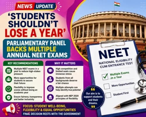 Students Shouldn't Lose a Year': Parliamentary Panel Backs Multiple Annual NEET Exams