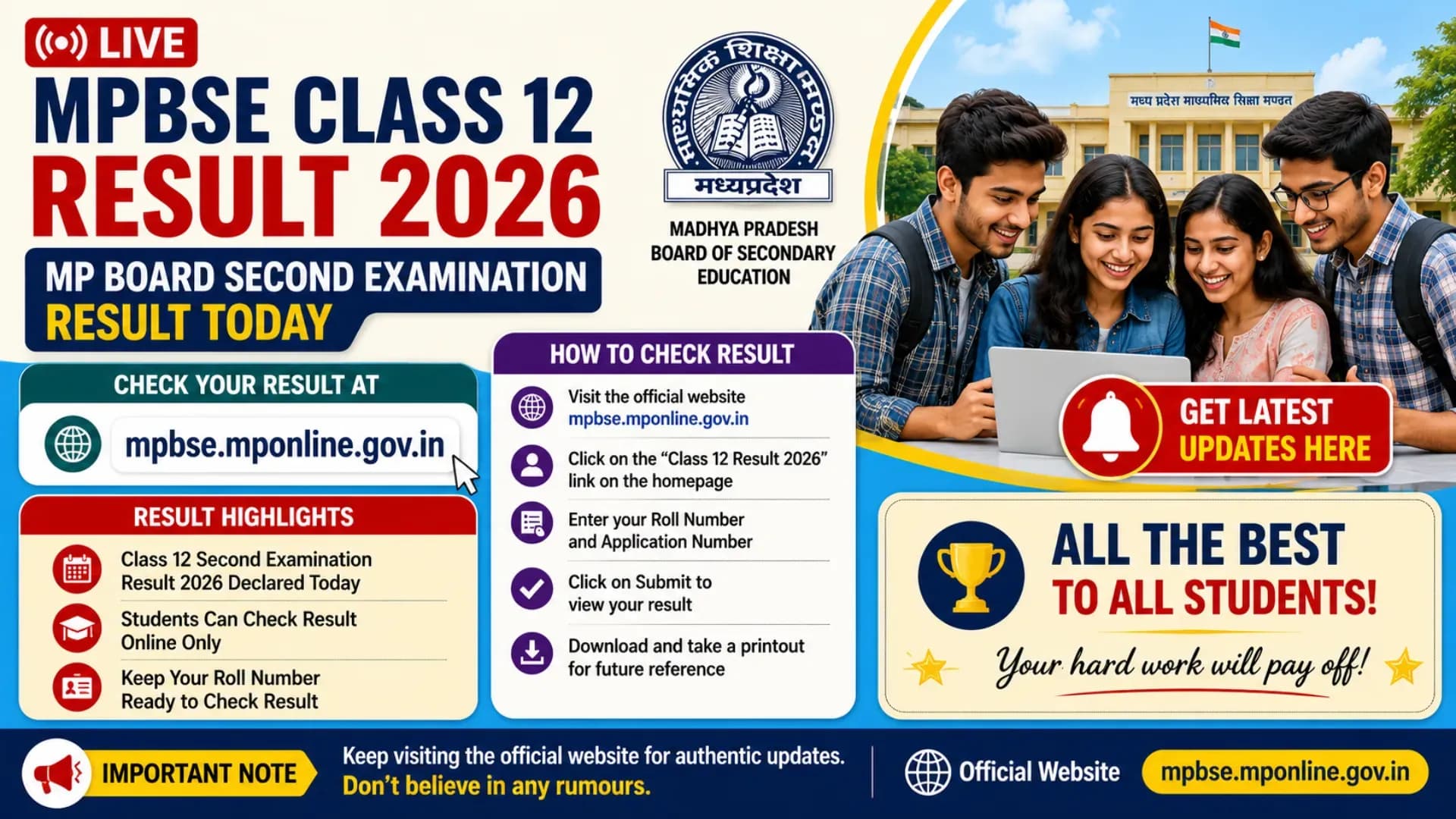 MPBSE Class 12 Result 2026 LIVE: MP Board Second Examination Result Today at mpbse.mponline.gov.in, Get Latest Updates Here