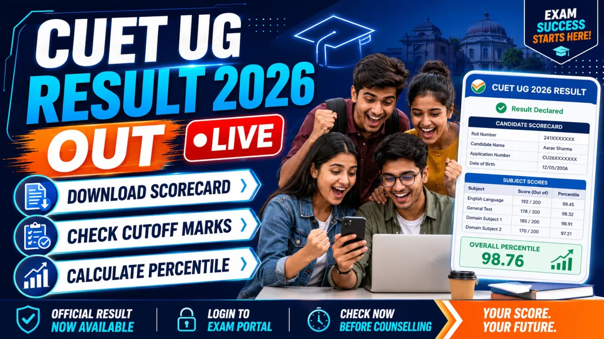 CUET UG Result 2026 LIVE Update: Scorecard Expected Soon; Check Cutoff Marks and Percentile Calculation