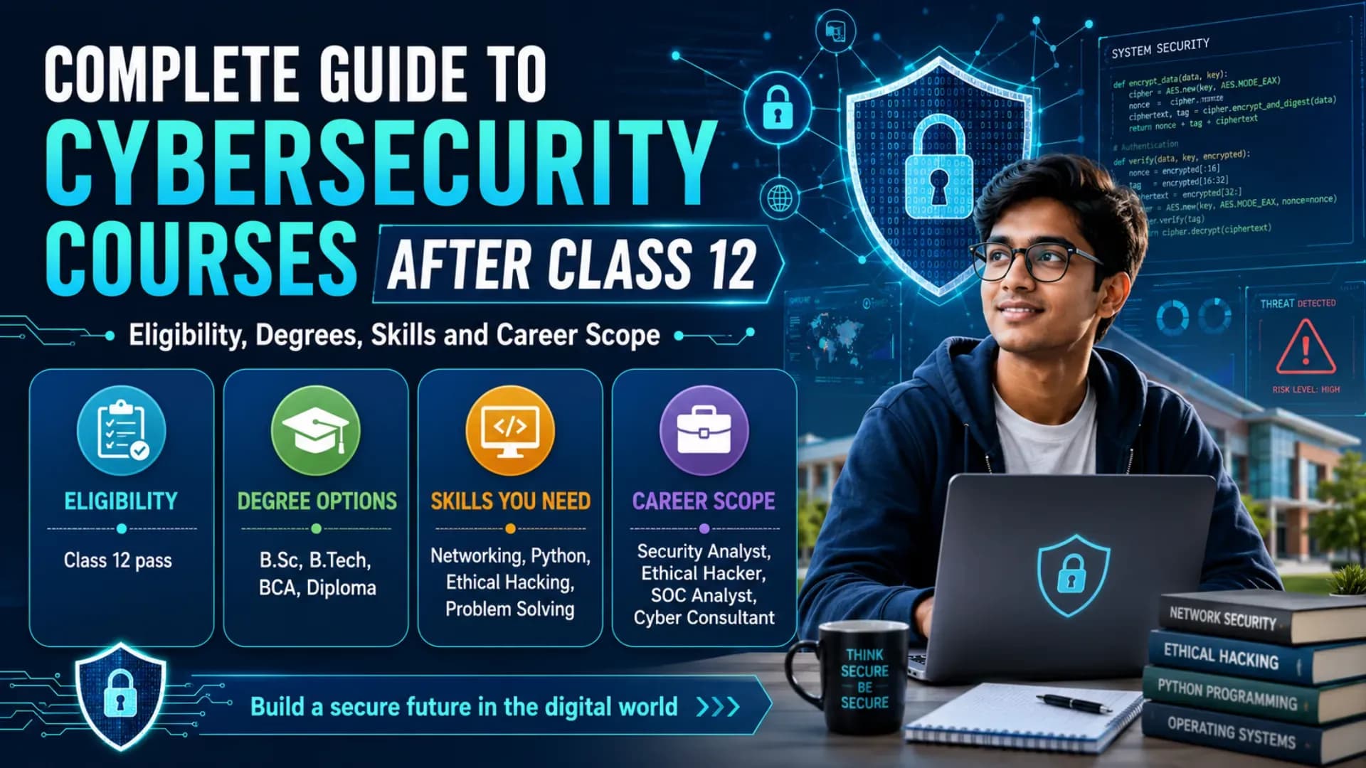 Complete Guide to Cybersecurity Courses After Class 12: Eligibility, Degrees, Skills and Career Scope