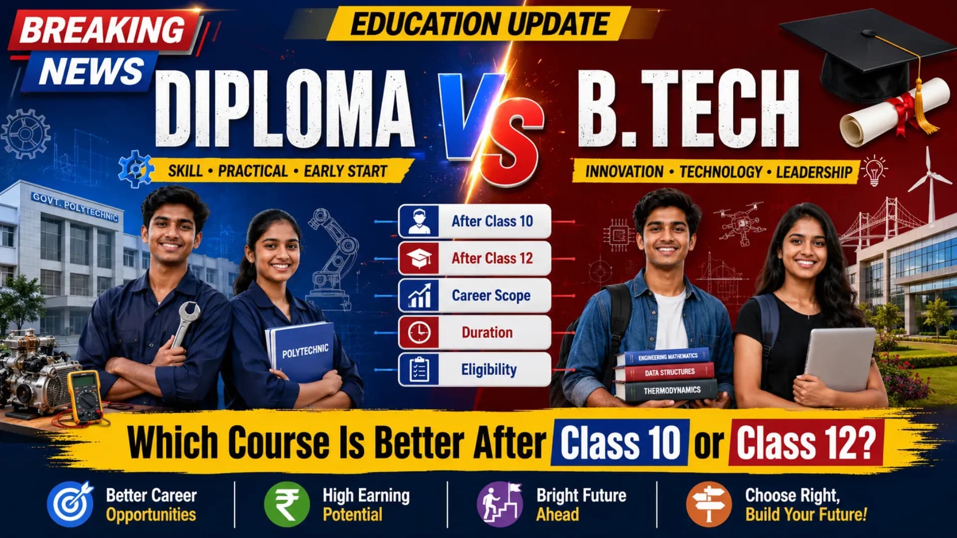 Diploma vs B.Tech: Which Course Is Better After Class 10 or Class 12?