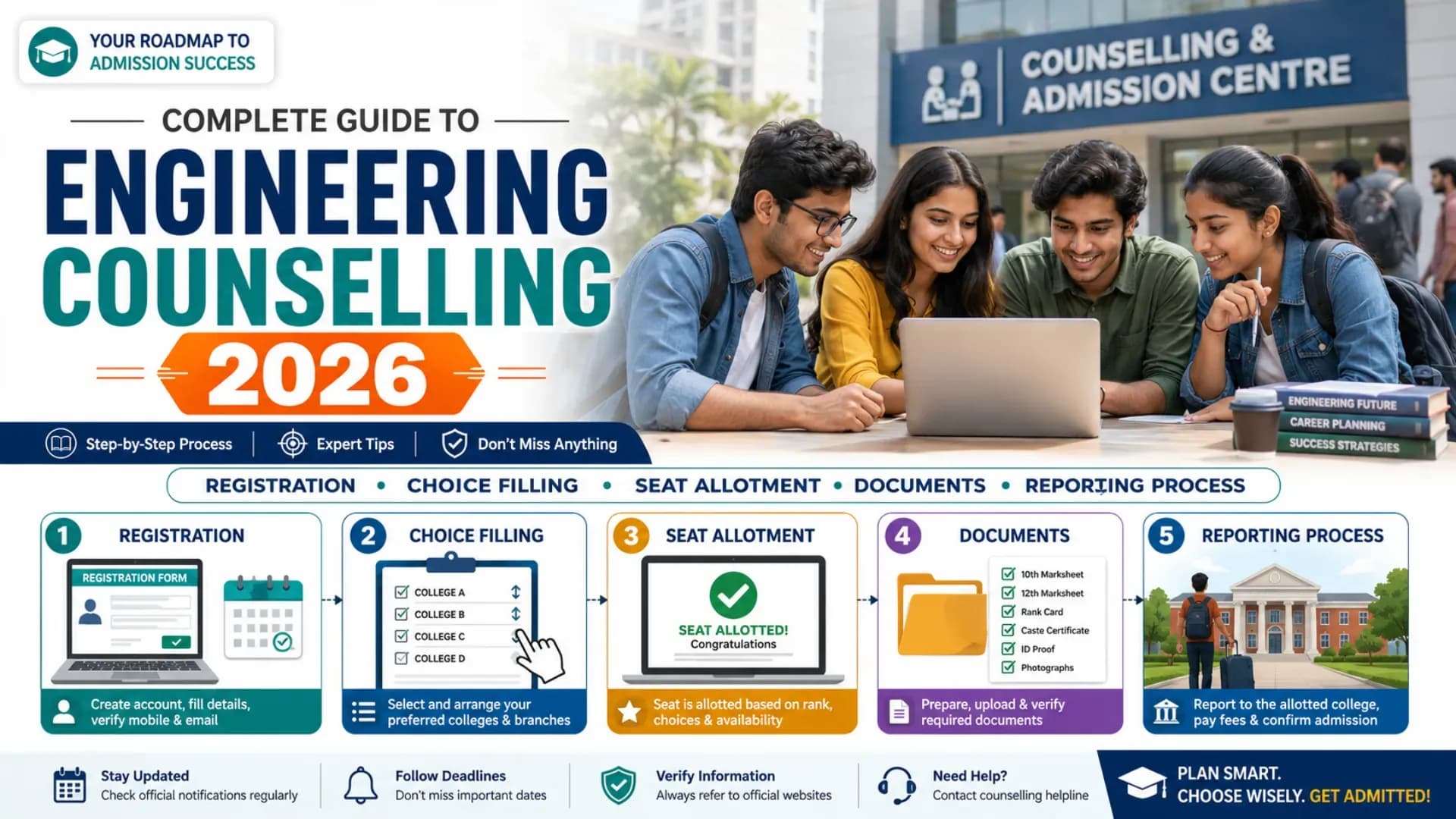 Complete Guide to Engineering Counselling 2026: Registration, Choice Filling, Seat Allotment, Documents and Reporting Process
