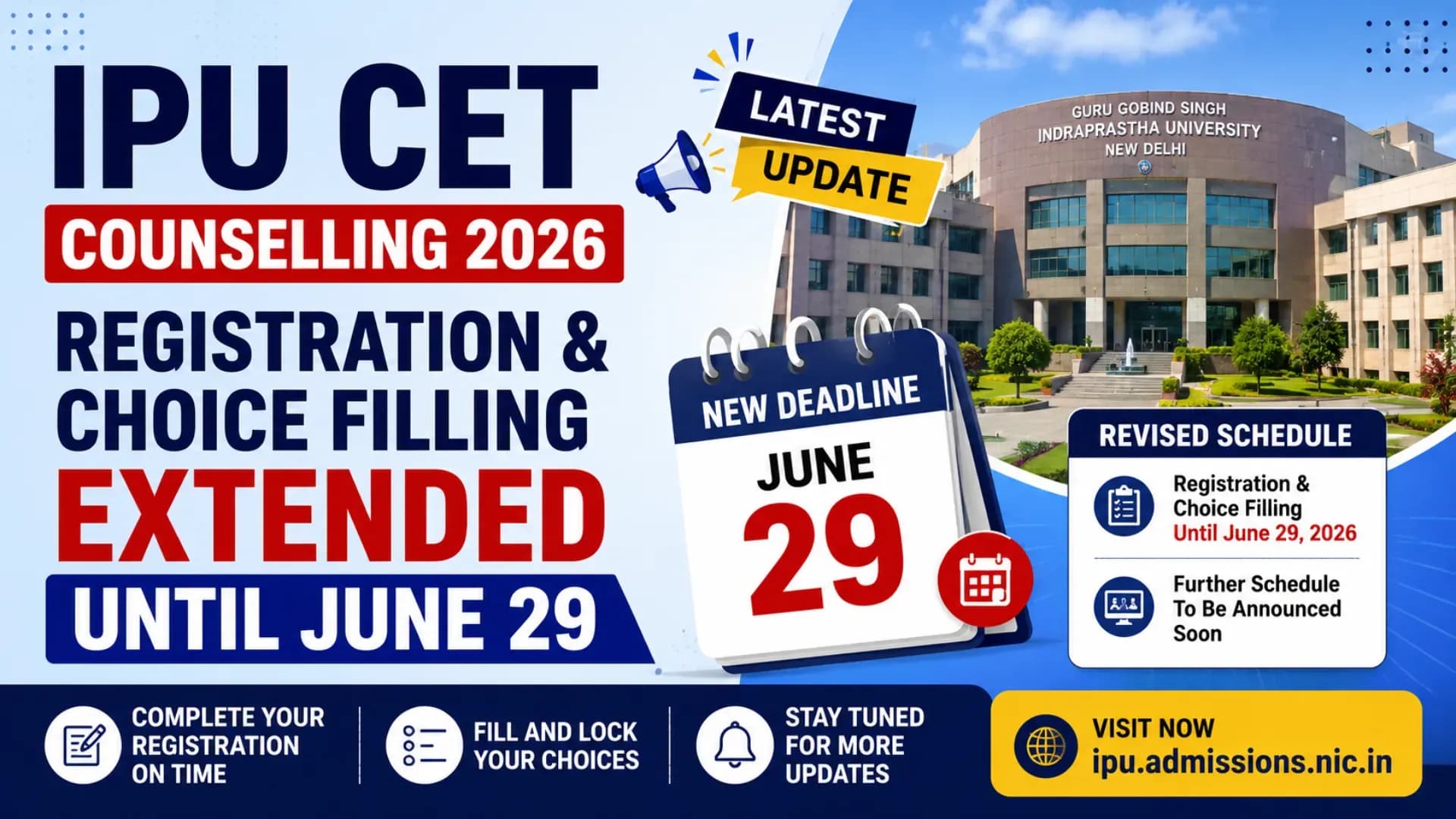 IPU CET Counselling 2026 Registration and Choice Filling Extended Until June 29: Check Revised Schedule