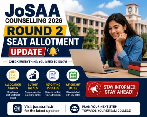 JoSAA Counselling 2026 Round 2 Seat Allotment Update: Check Allocation Status, Cutoff and Reporting Process
