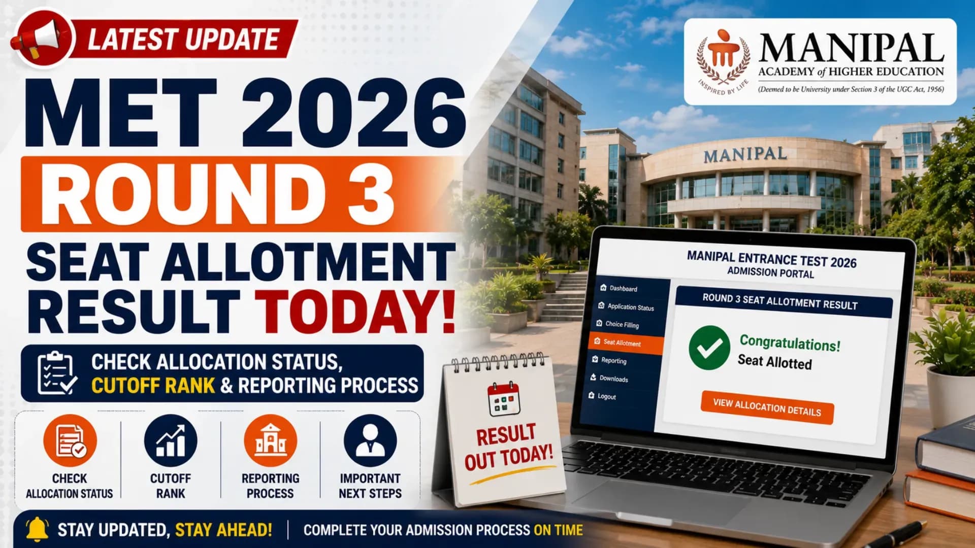 MET 2026 Round 3 Seat Allotment Result: Check Allocation Status, Cutoff Rank and Reporting Process