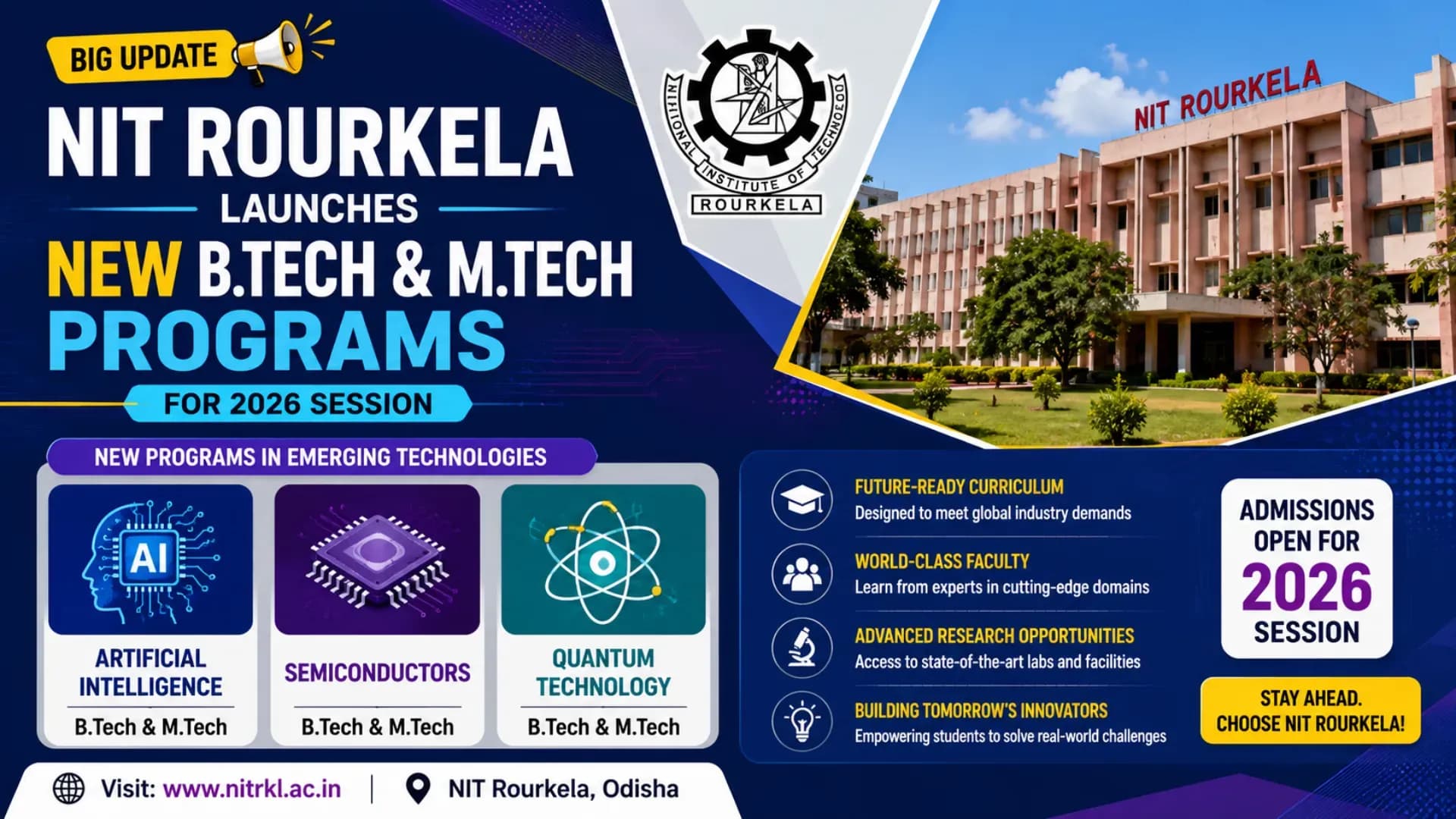 NIT Rourkela Launches New B.Tech & M.Tech Programs in AI, Semiconductors, and Quantum Tech for 2026 Session