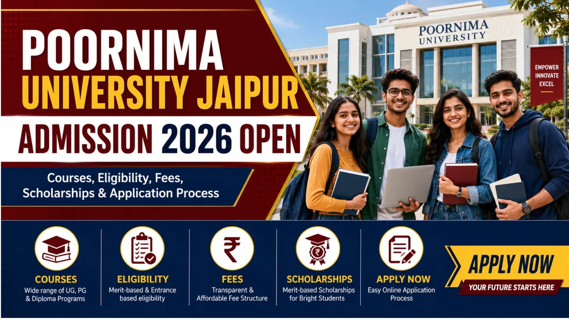 Poornima University Jaipur Admission 2026 Open: Check Courses, Eligibility, Fees, Scholarships and Application Process