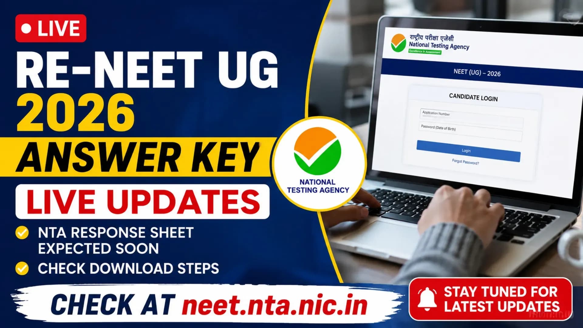 Re-NEET UG 2026 Answer Key LIVE: NTA Response Sheet Expected Soon at neet.nta.nic.in; Check Download Steps