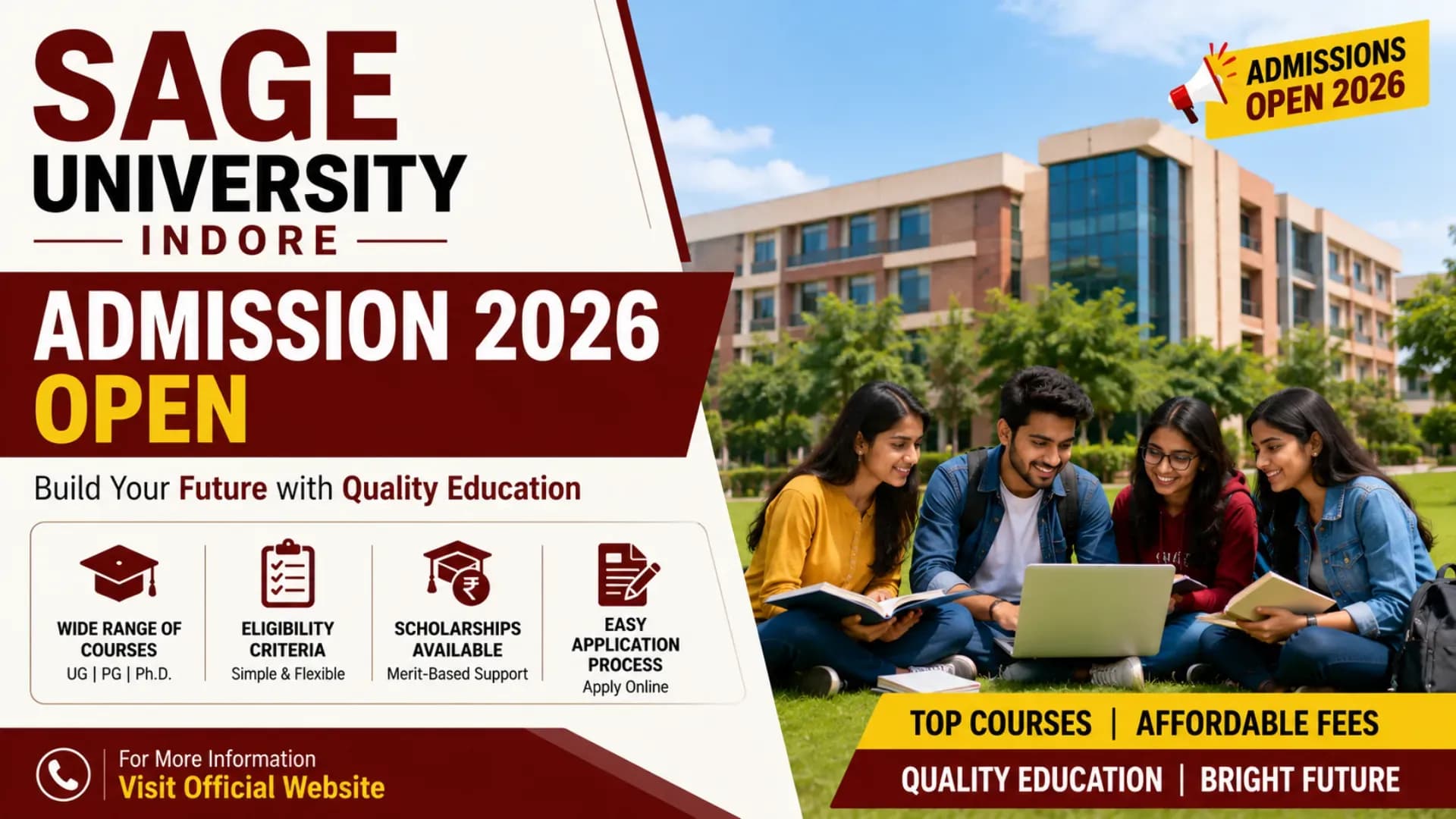SAGE University Indore Admission 2026 Open: Check Courses, Eligibility, Fees, Scholarships and Application Process