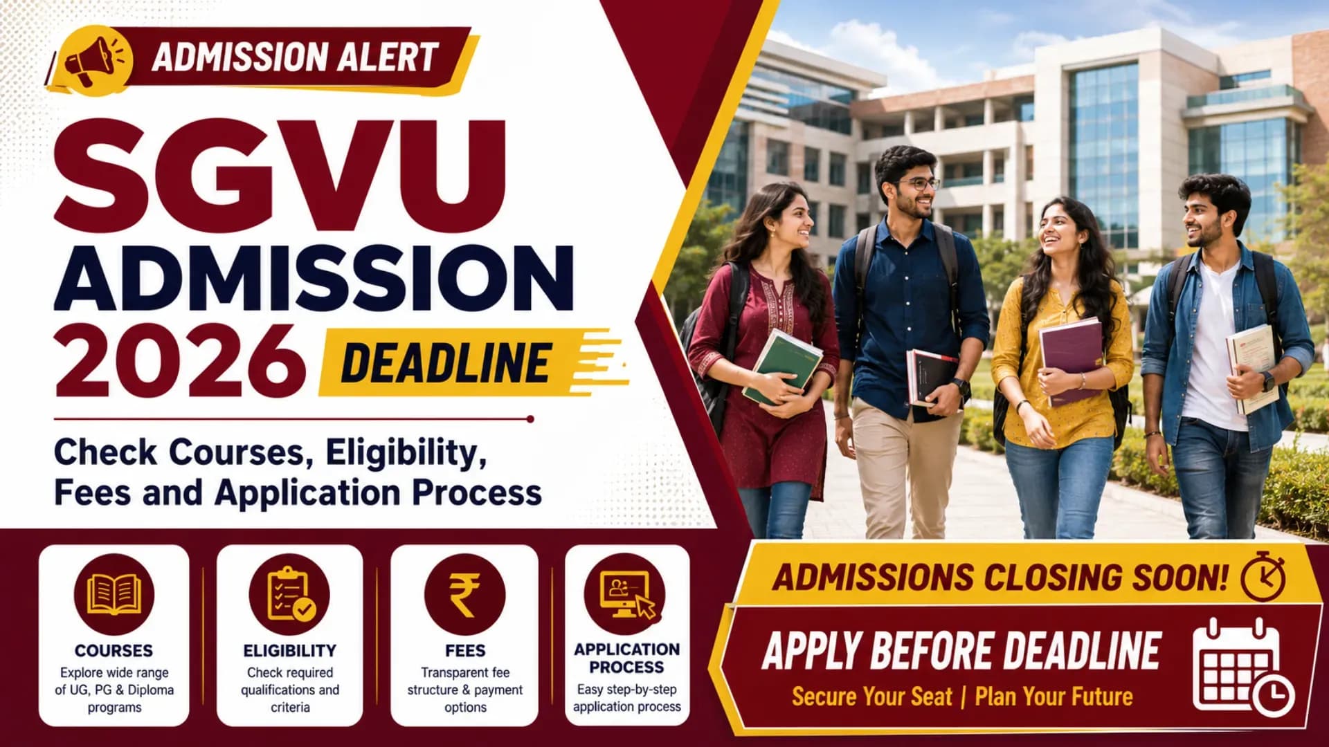 SGVU Admission 2026 Deadline: Check Courses, Eligibility, Fees and Application Process