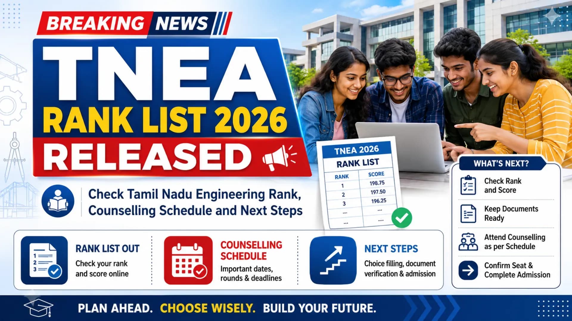 TNEA Rank List 2026 Released: Check Tamil Nadu Engineering Rank, Counselling Schedule and Next Steps