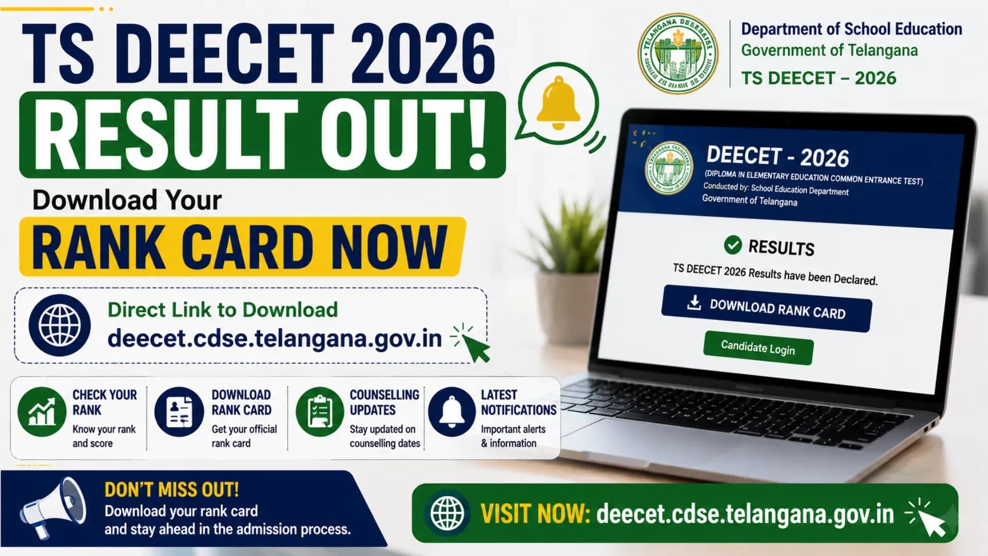 TS DEECET 2026 Result OUT: Direct Link to Download Rank Card at deecet.cdse.telangana.gov.in