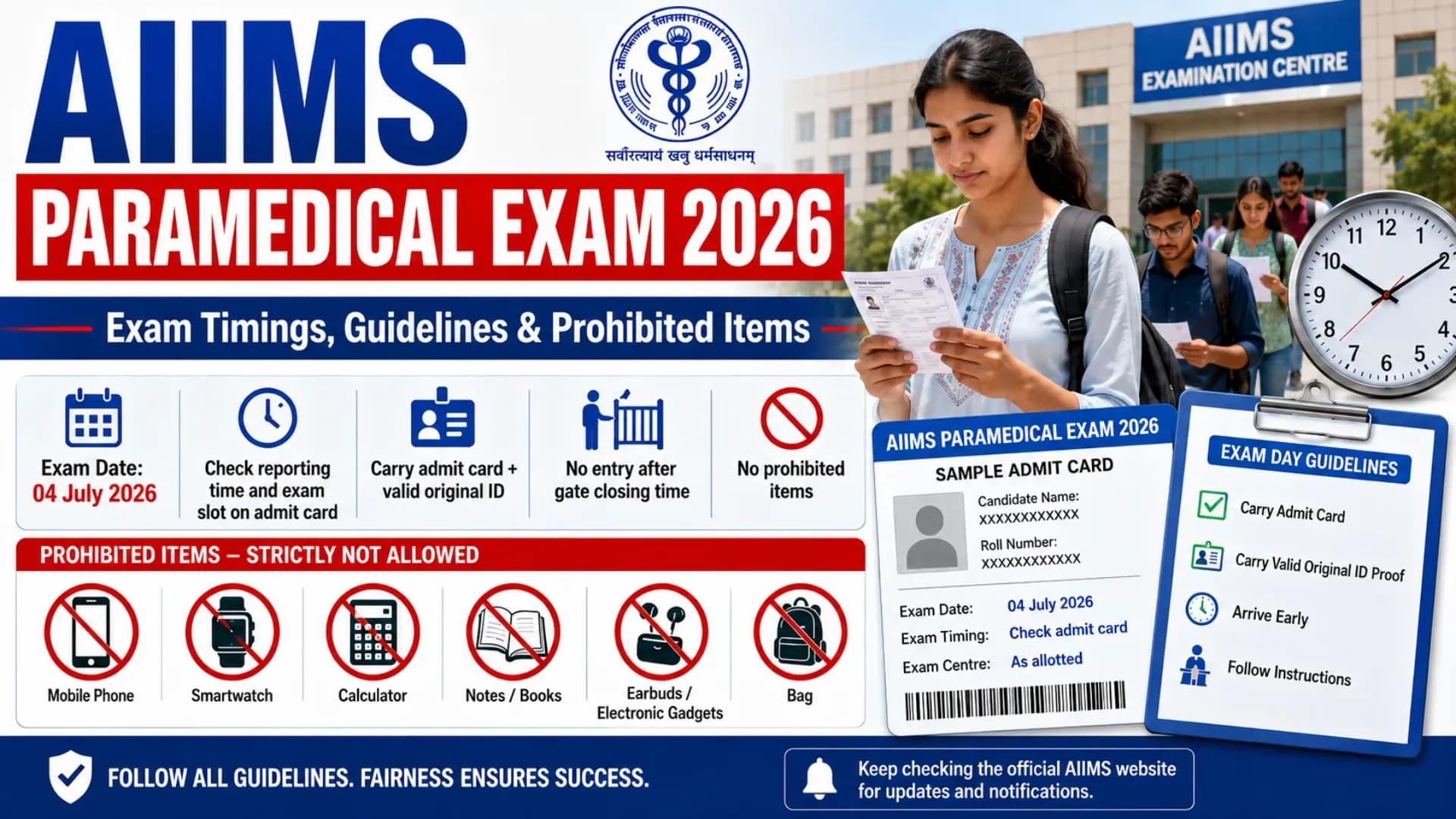 AIIMS Paramedical Exam 2026: Check Exam Timings, Guidelines and Prohibited Items