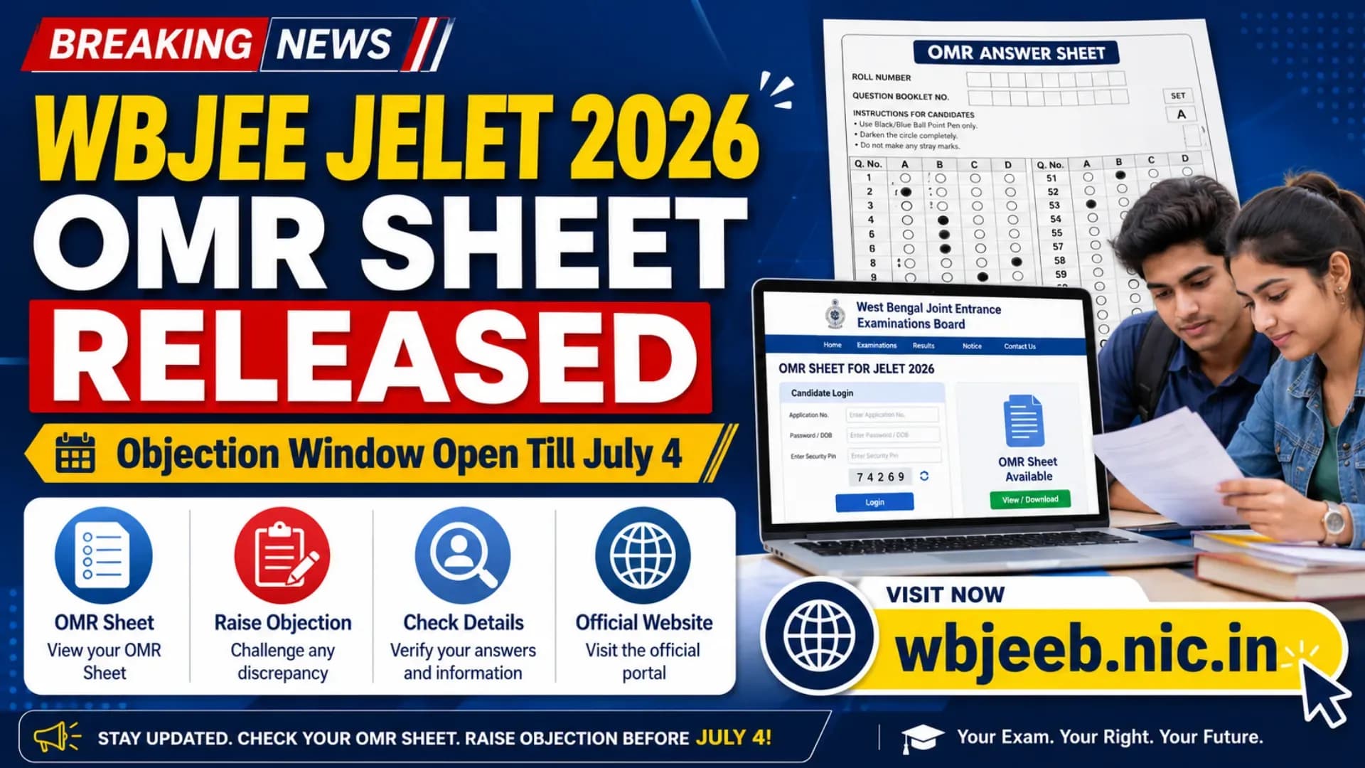 WBJEE JELET 2026 OMR Sheet Released at wbjeeb.nic.in; Objection Window Open Till July 4