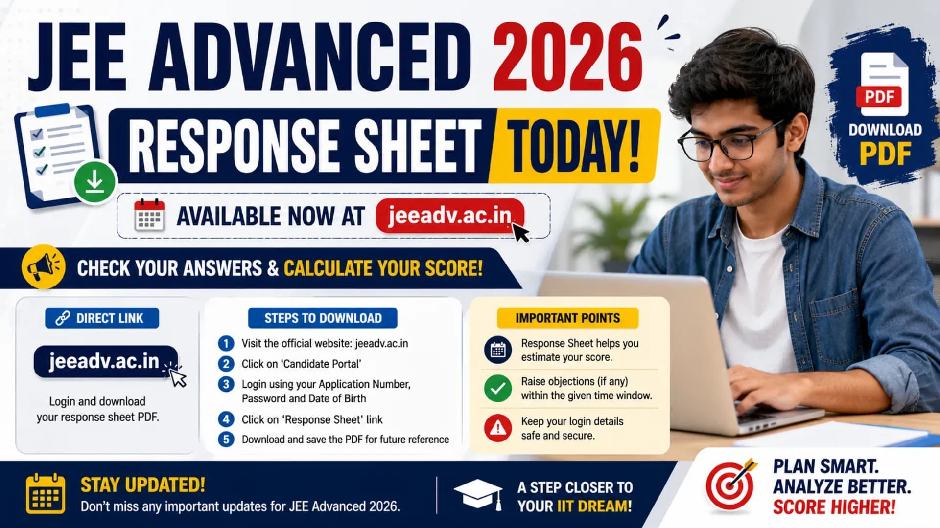 JEE Advanced 2026 Response Sheet Today at jeeadv.ac.in, Check Direct Link and Steps to Download PDF