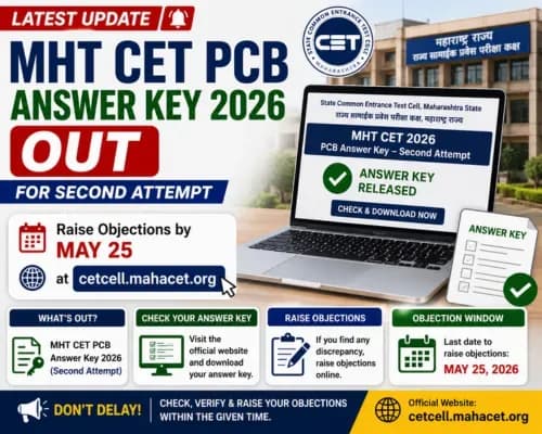 MHT CET PCB Answer Key 2026 Out for Second Attempt; Raise Objections by May 25 at cetcell.mahacet.org