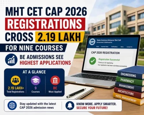 MHT CET CAP 2026 Registrations Cross 2.19 Lakh for Nine Courses; BE Admissions See Highest Applications