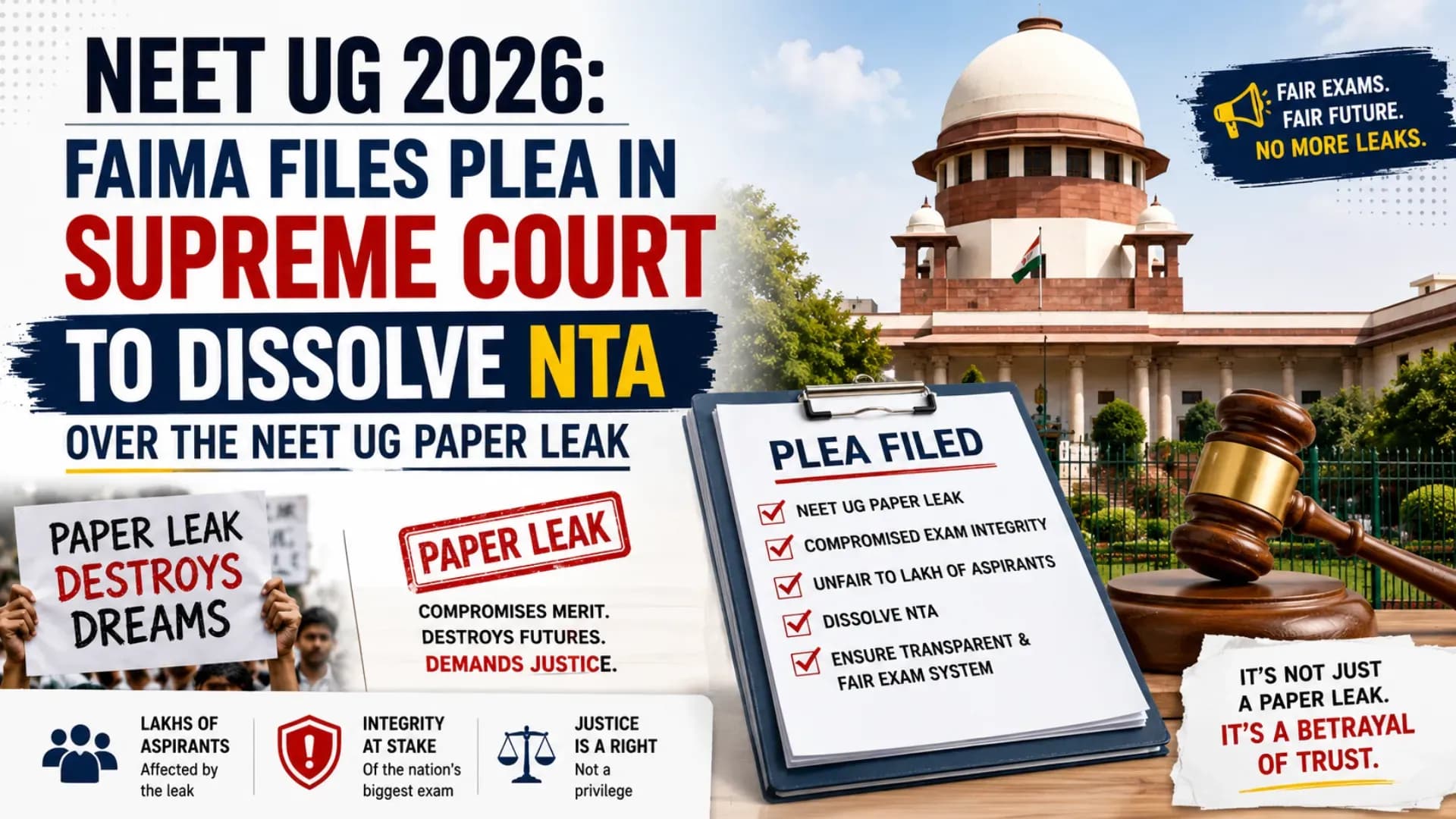 NEET UG 2026 FAIMA Files Plea In Supreme Court to Dissolve NTA over the NEET UG Paper Leak