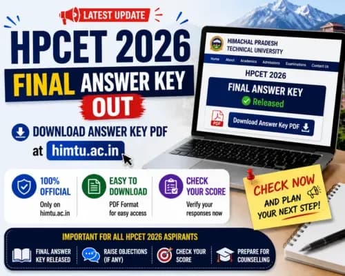 HPCET 2026 final answer key has been released on the official website himtu.ac.in. Candidates can download the final answer key PDF online and check revised responses before the result announcement. Get direct link, important updates, and latest details here.