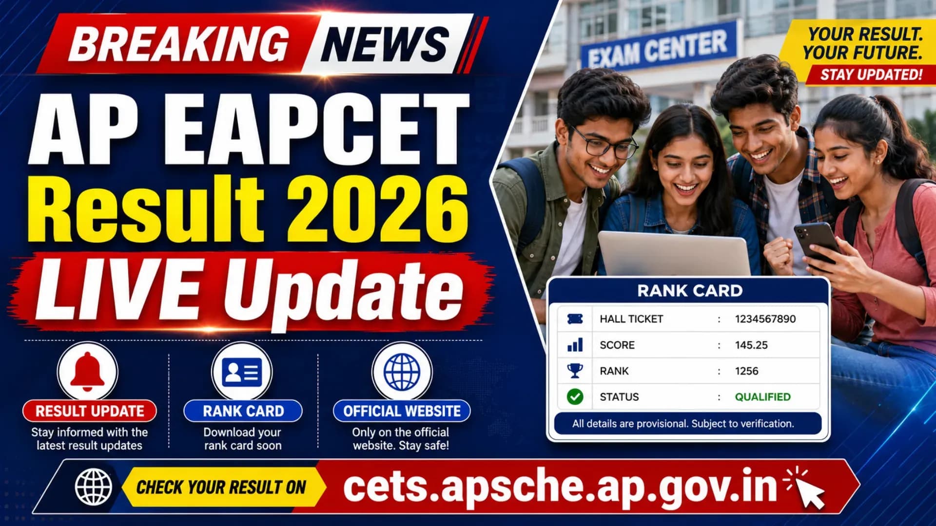 AP EAPCET Result 2026 LIVE Update: APSCHE Rank Cards Expected Soon at cets.apsche.ap.gov.in