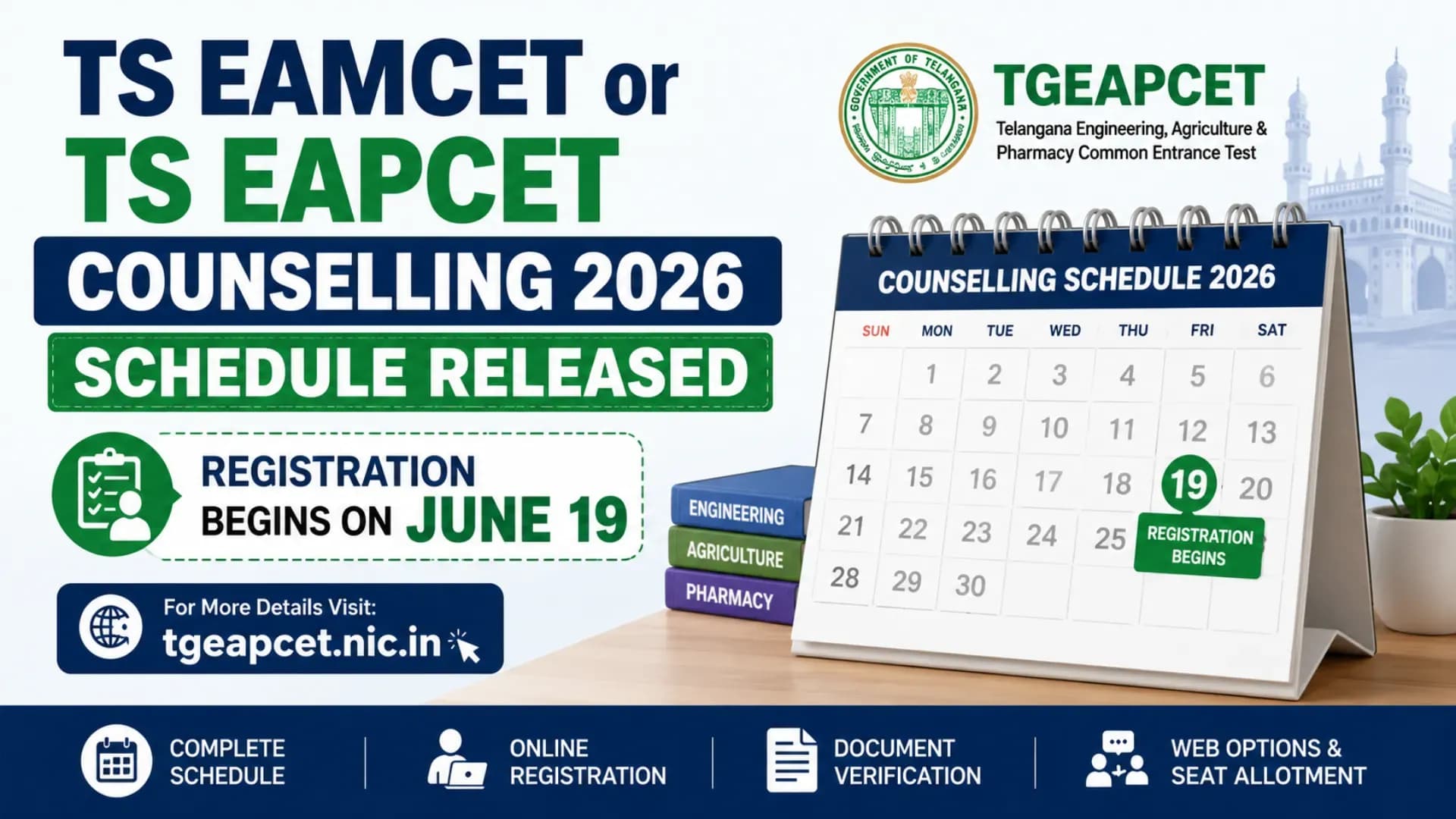 TS EAMCET or TS EAPCET Counselling 2026 Schedule Released on tgeapcet.nic.in, Registration Begins on June 19