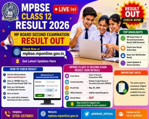 MPBSE Class 12 Result 2026 LIVE: MP Board Second Examination Result OUT at mpbse.mponline.gov.in, Get Latest Updates Here