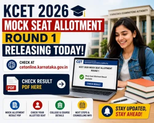 KCET Mock Seat Allotment 2026 Round 1 Releasing Today at cetonline.karnataka.gov.in - Check Result PDF Here