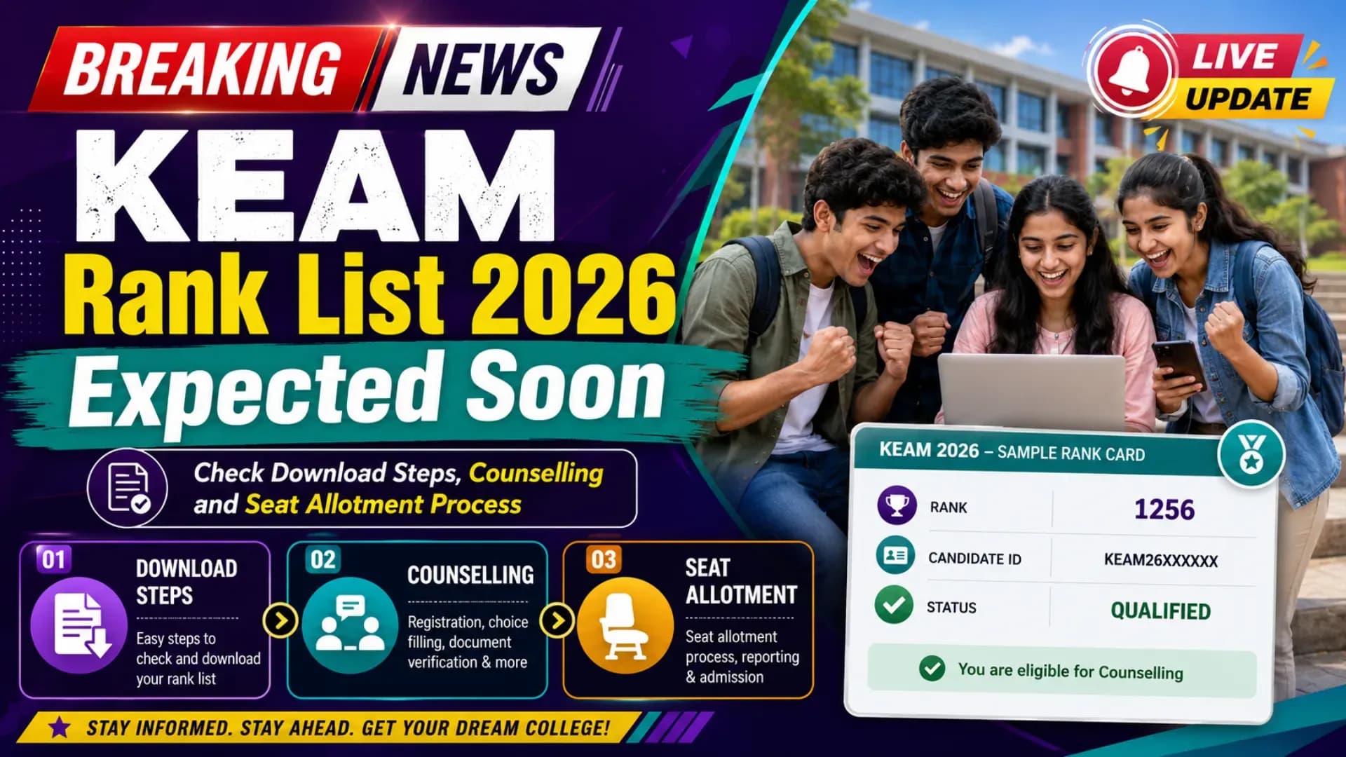 KEAM Rank List 2026 Expected Soon: Check Download Steps, Counselling and Seat Allotment Process