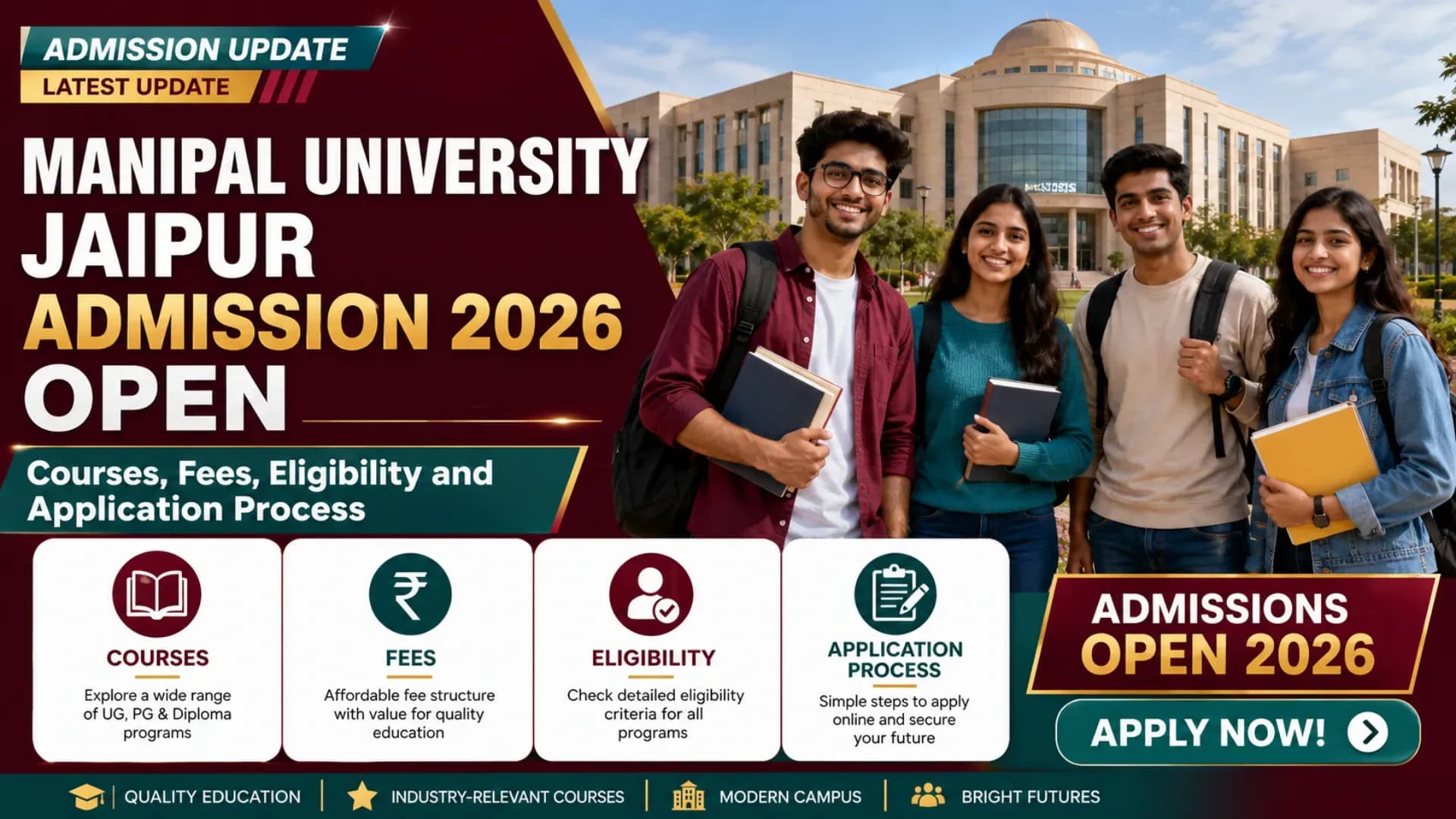 Manipal University Jaipur Admission 2026 Open: Courses, Fees, Eligibility and Application Process