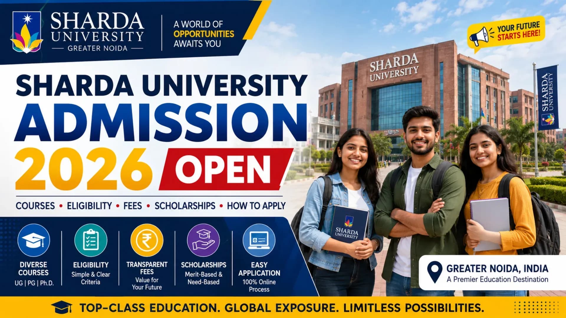 Sharda University Greater Noida Admission 2026 Open: Check Courses, Eligibility, Fees, Scholarships and How to Apply
