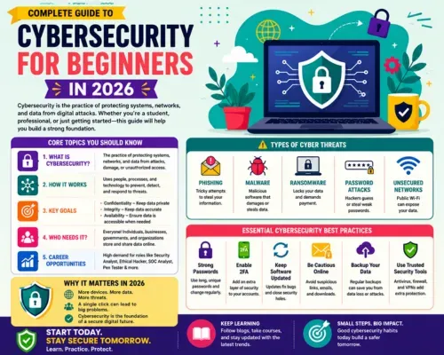 Complete Guide to Cybersecurity for Beginners in 2026: Learn Cybersecurity From Scratch